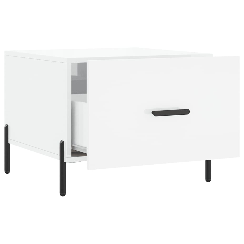 Coffee Table High Gloss White 50x50x40 cm Engineered Wood