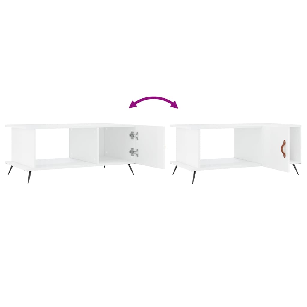 Coffee Table High Gloss White 90x50x40 cm Engineered Wood
