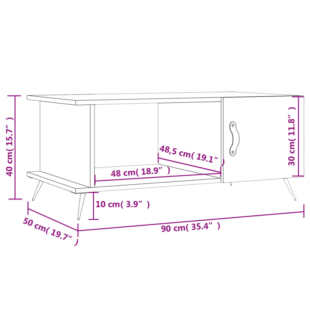 Coffee Table Grey Sonoma 90x50x40 cm Engineered Wood