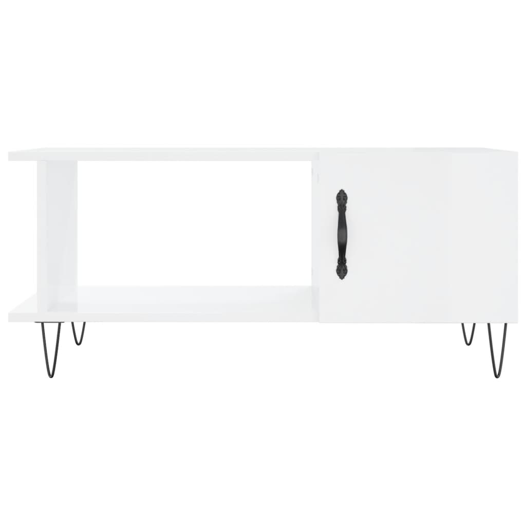 Coffee Table High Gloss White 90x50x40 cm Engineered Wood