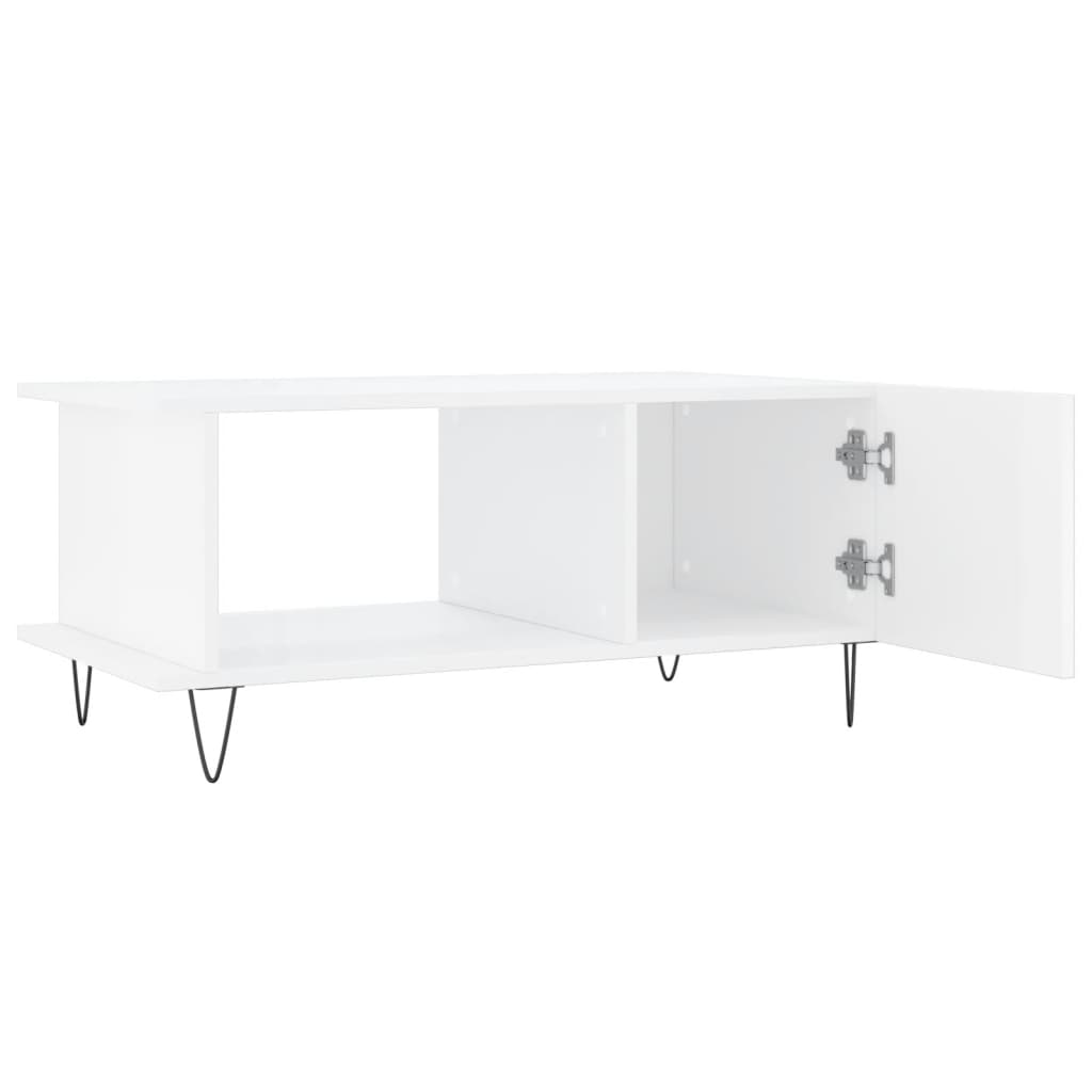 Coffee Table High Gloss White 90x50x40 cm Engineered Wood