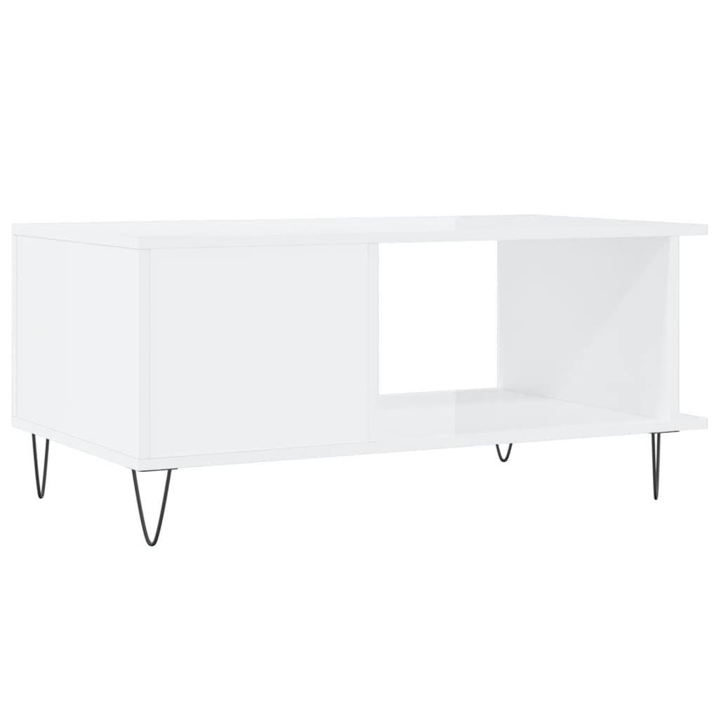 Coffee Table High Gloss White 90x50x40 cm Engineered Wood