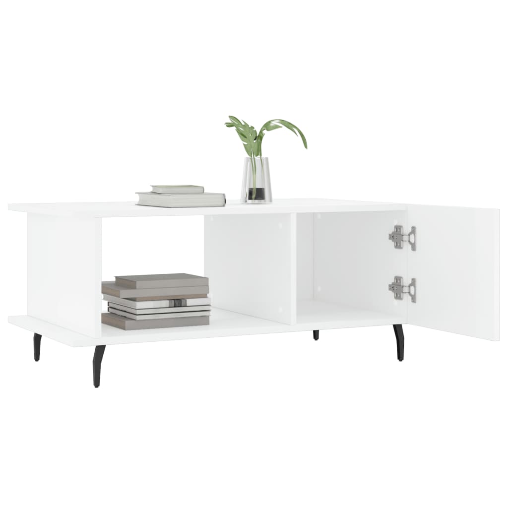 Coffee Table High Gloss White 90x50x40 cm Engineered Wood