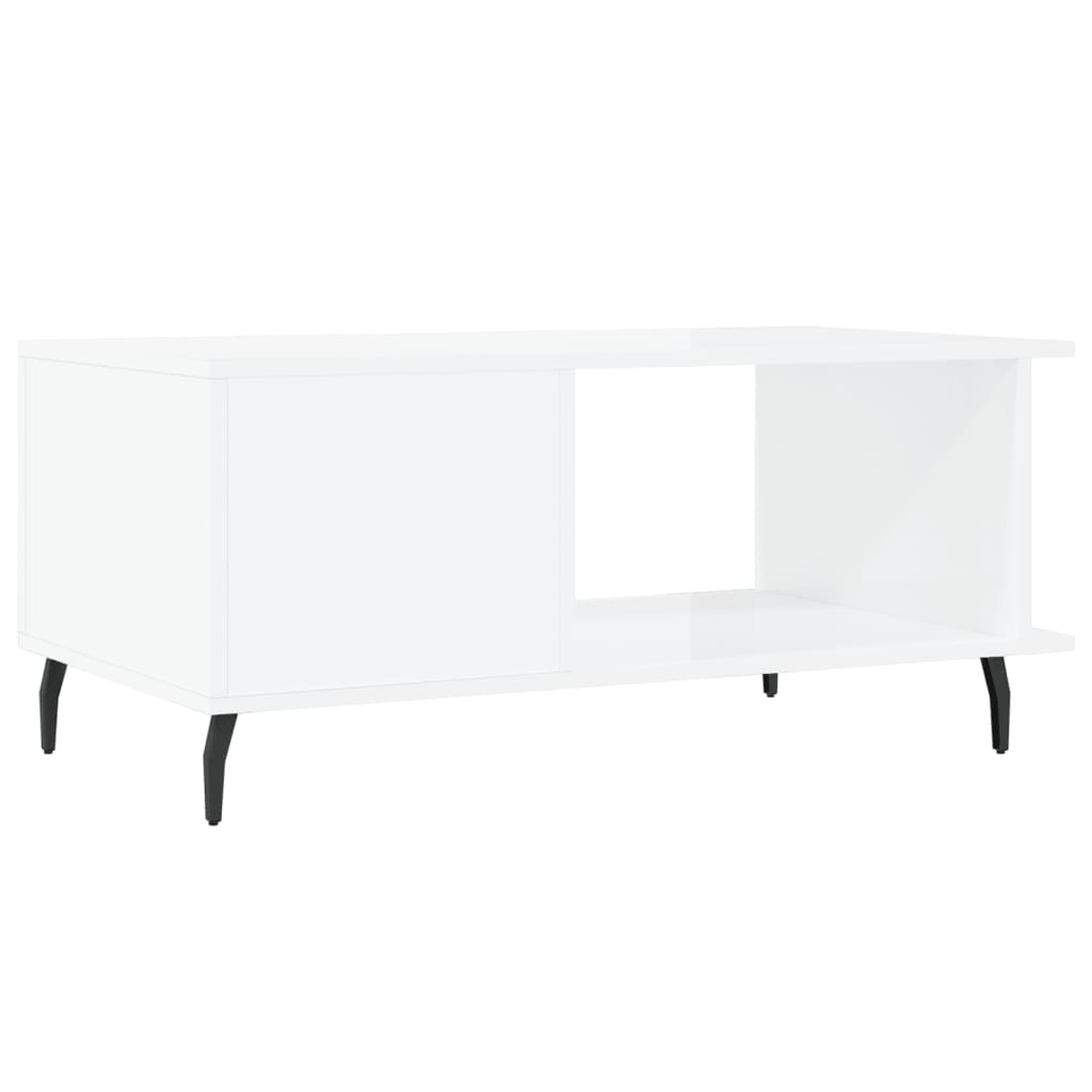 Coffee Table High Gloss White 90x50x40 cm Engineered Wood