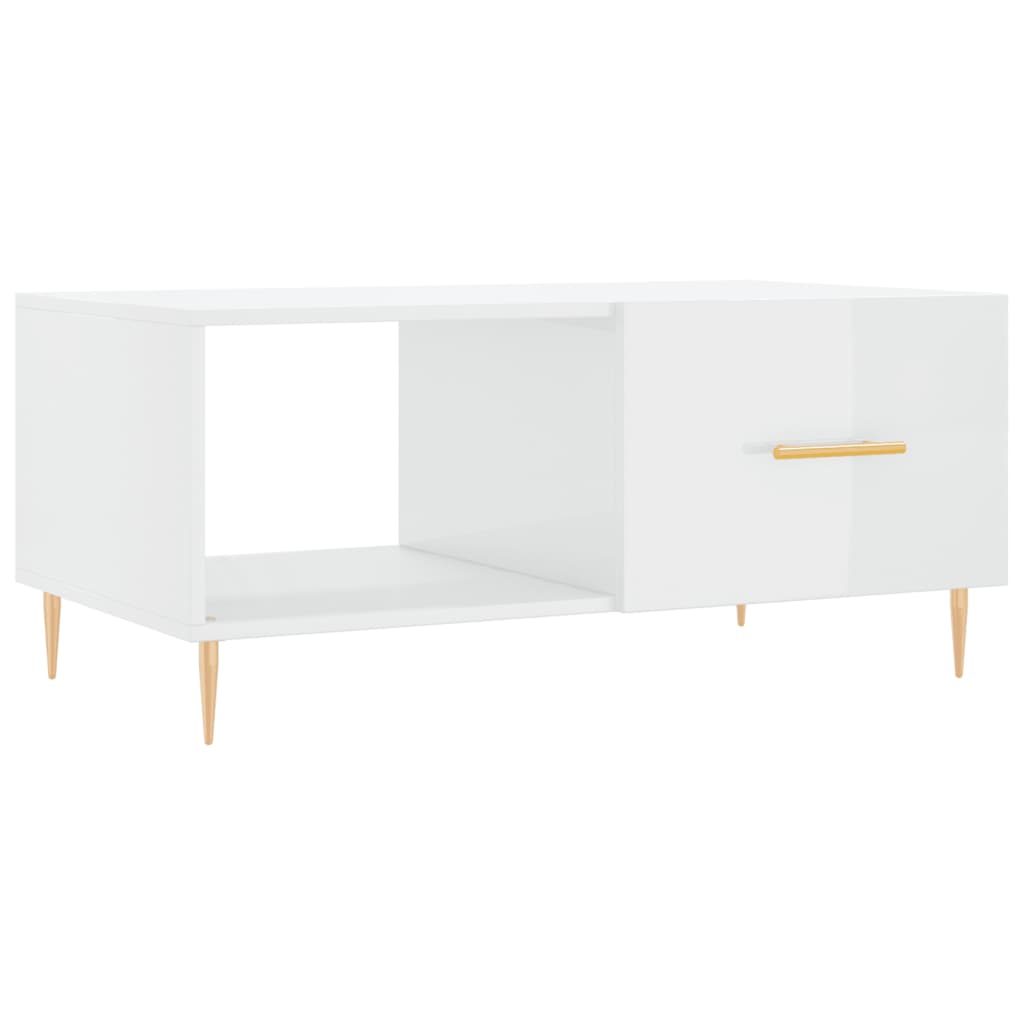 Coffee Table High Gloss White 90x50x40 cm Engineered Wood