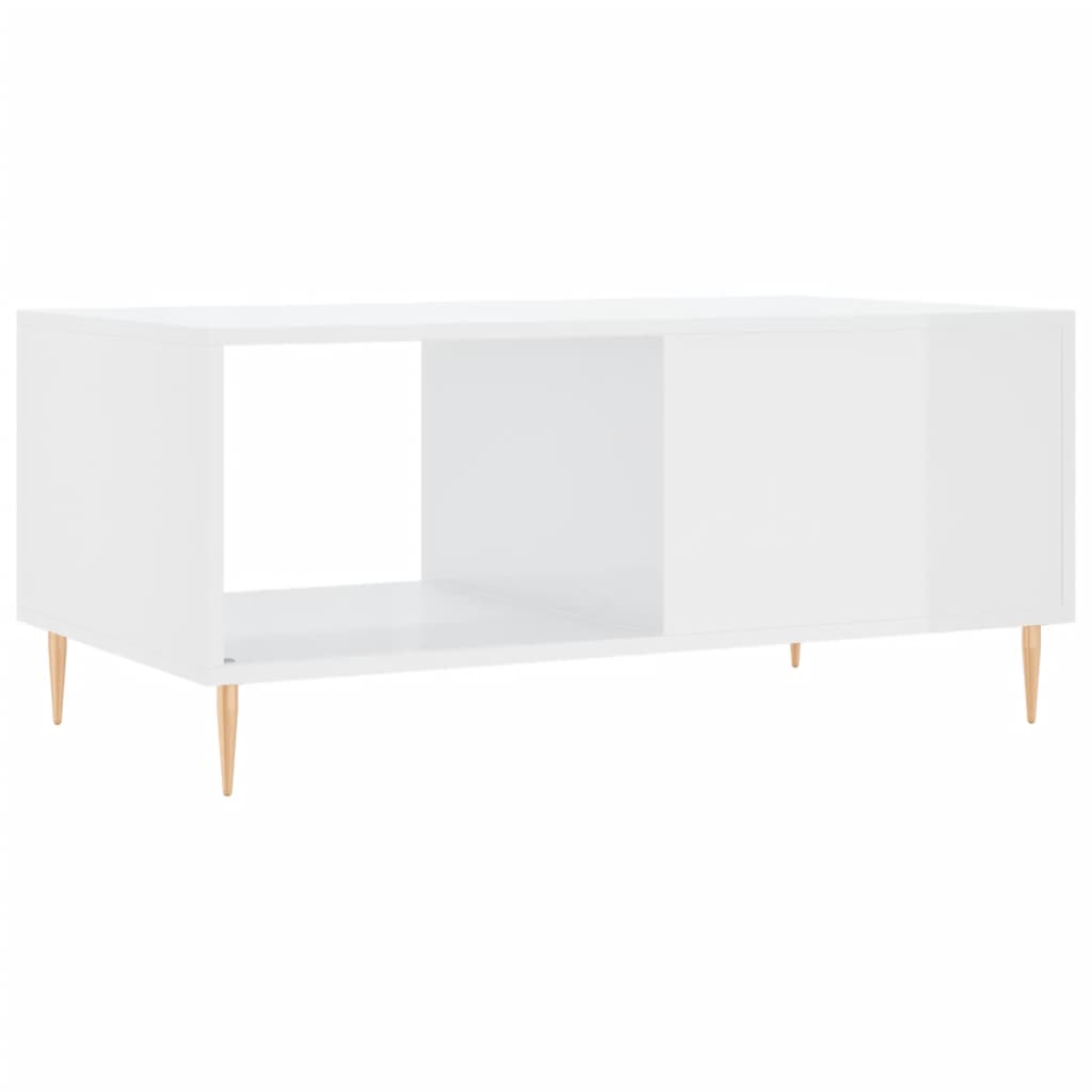 Coffee Table High Gloss White 90x50x40 cm Engineered Wood