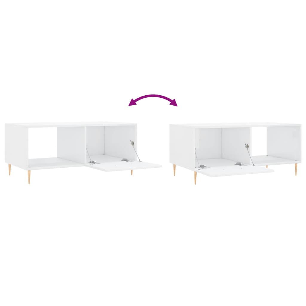 Coffee Table High Gloss White 90x50x40 cm Engineered Wood