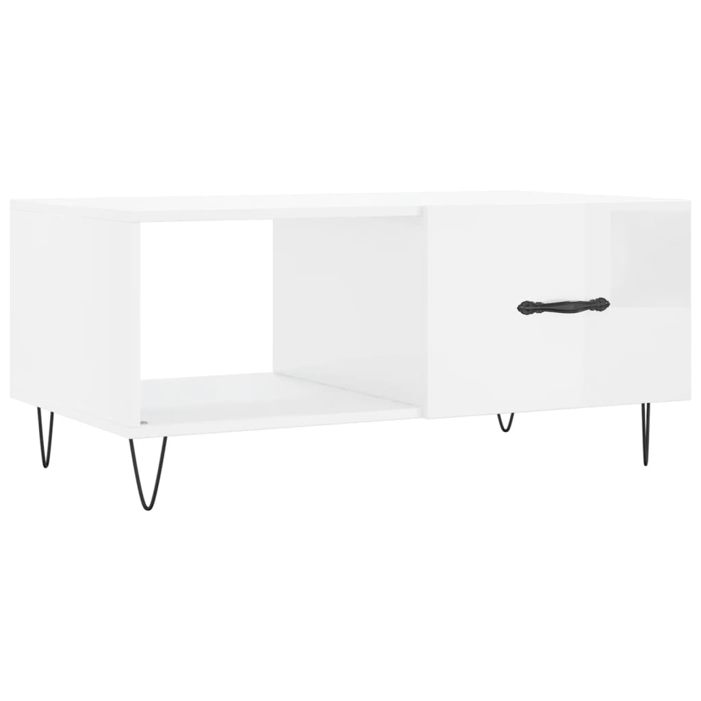Coffee Table High Gloss White 90x50x40 cm Engineered Wood