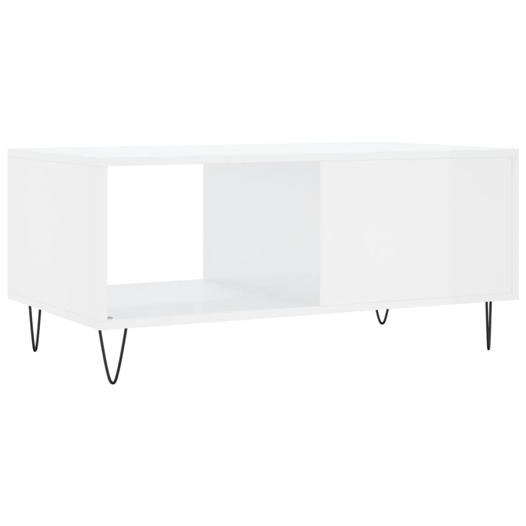 Coffee Table High Gloss White 90x50x40 cm Engineered Wood