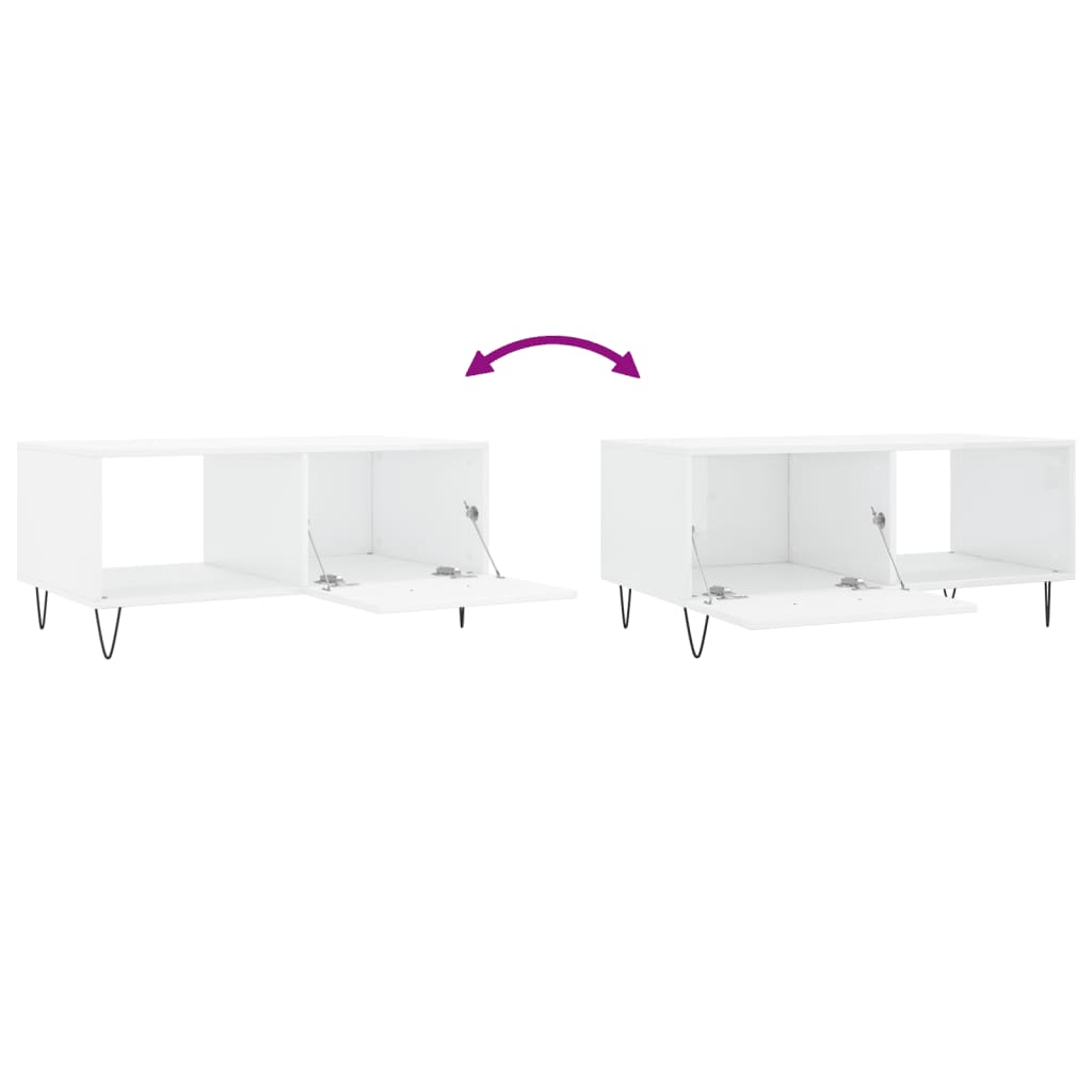 Coffee Table High Gloss White 90x50x40 cm Engineered Wood