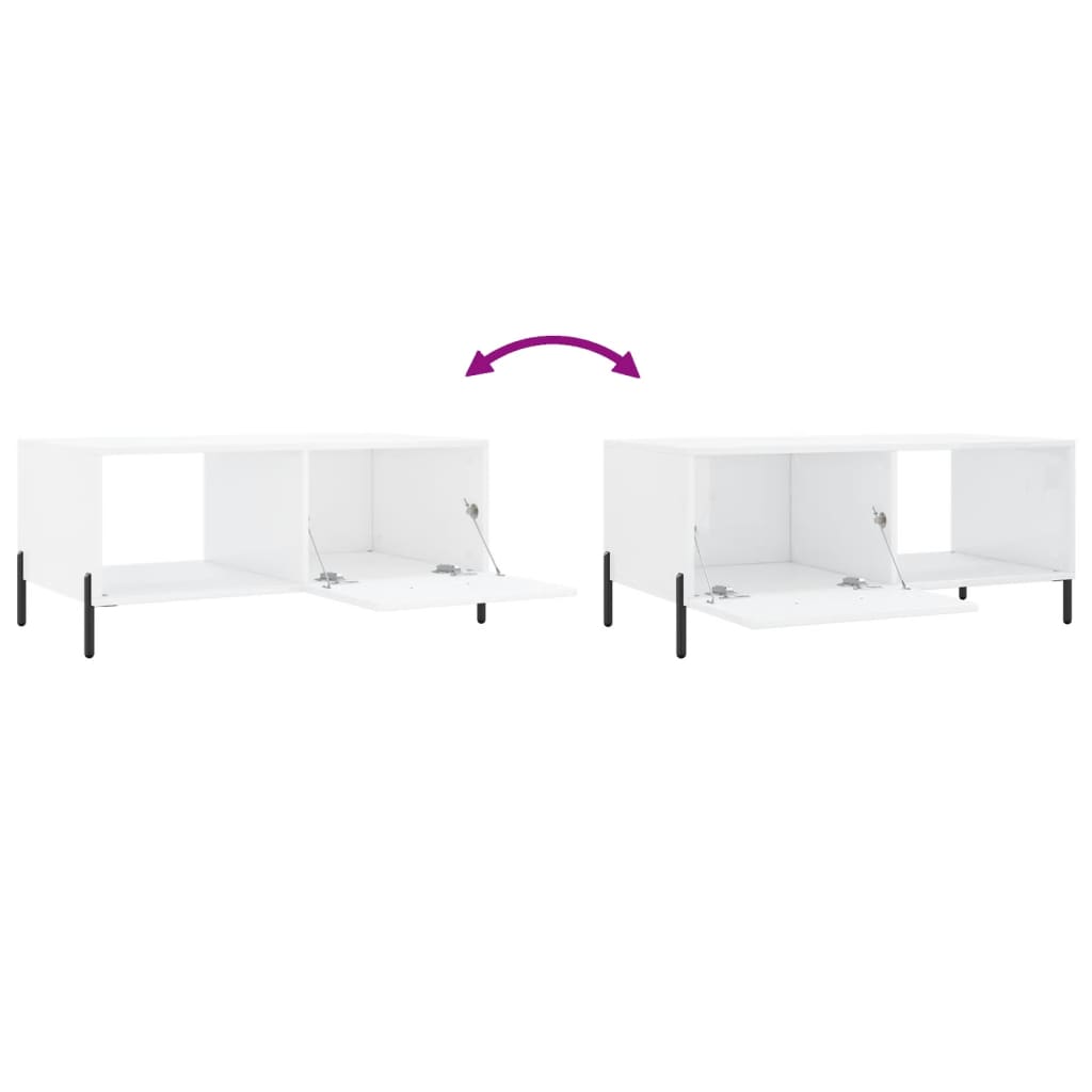 Coffee Table High Gloss White 90x50x40 cm Engineered Wood