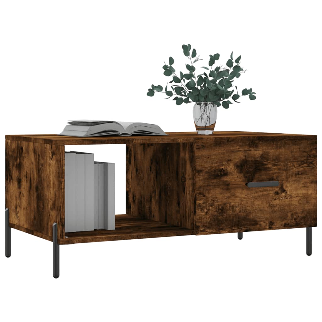 Coffee Table Smoked Oak 90x50x40 cm Engineered Wood