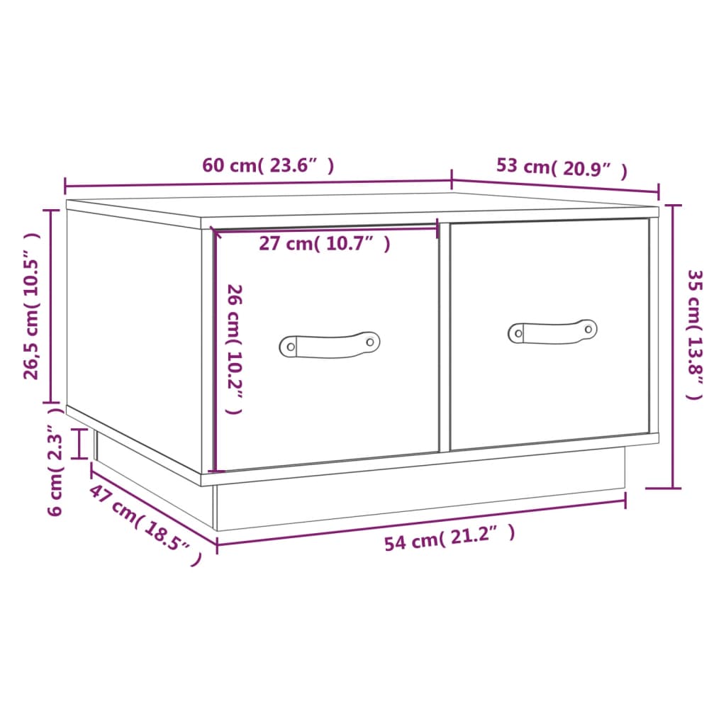 Coffee Table Honey Brown 60x53x35 cm Solid Wood Pine