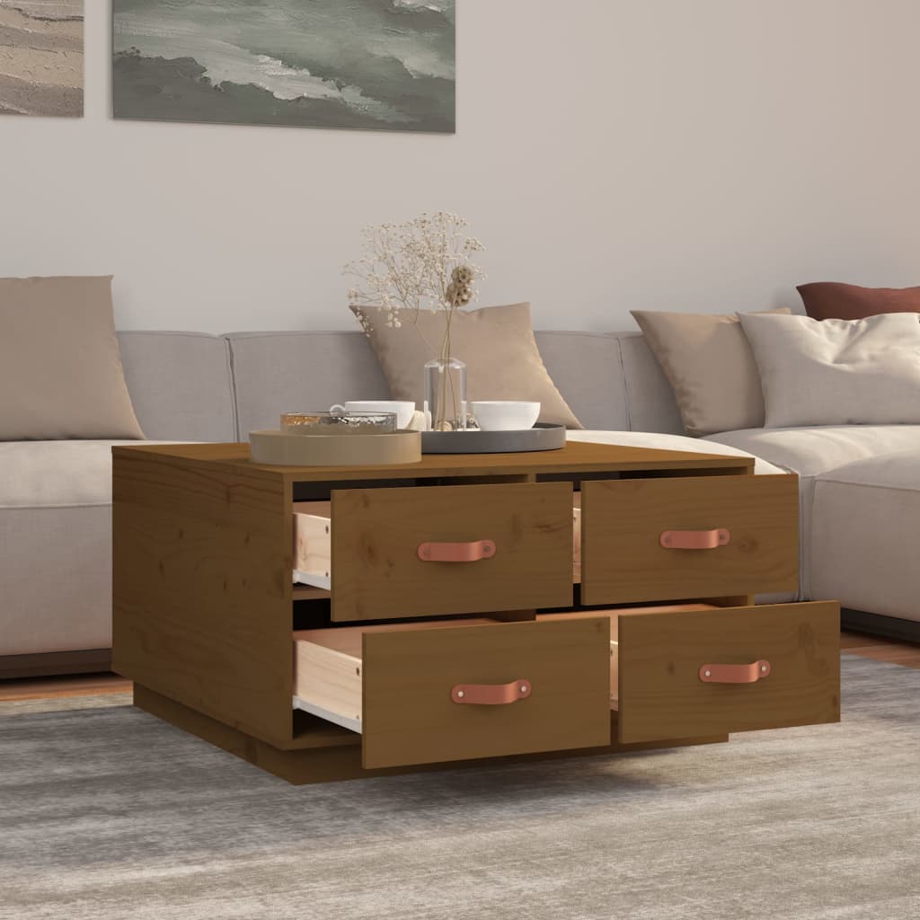 Coffee Table Honey Brown 80x80x45 cm Solid Wood Pine