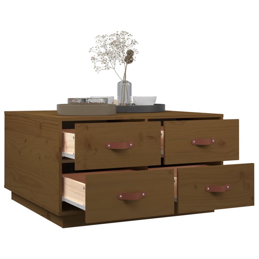 Coffee Table Honey Brown 80x80x45 cm Solid Wood Pine