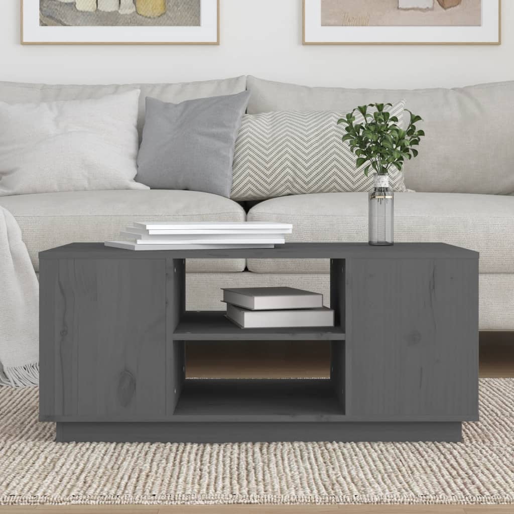 Coffee Table Grey 90x49x40.5 cm Solid Wood Pine