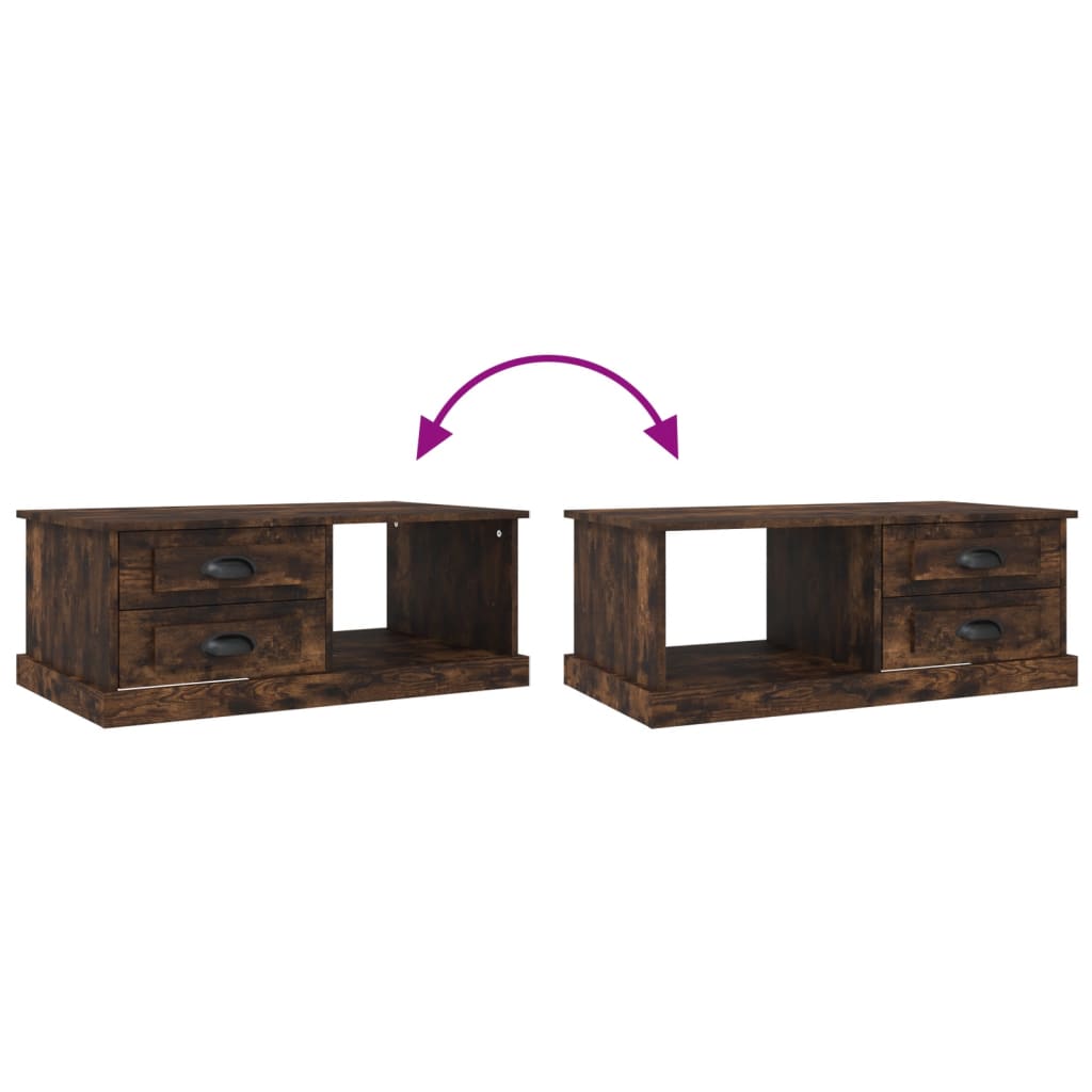 Coffee Table Smoked Oak 90x50x35 cm Engineered Wood
