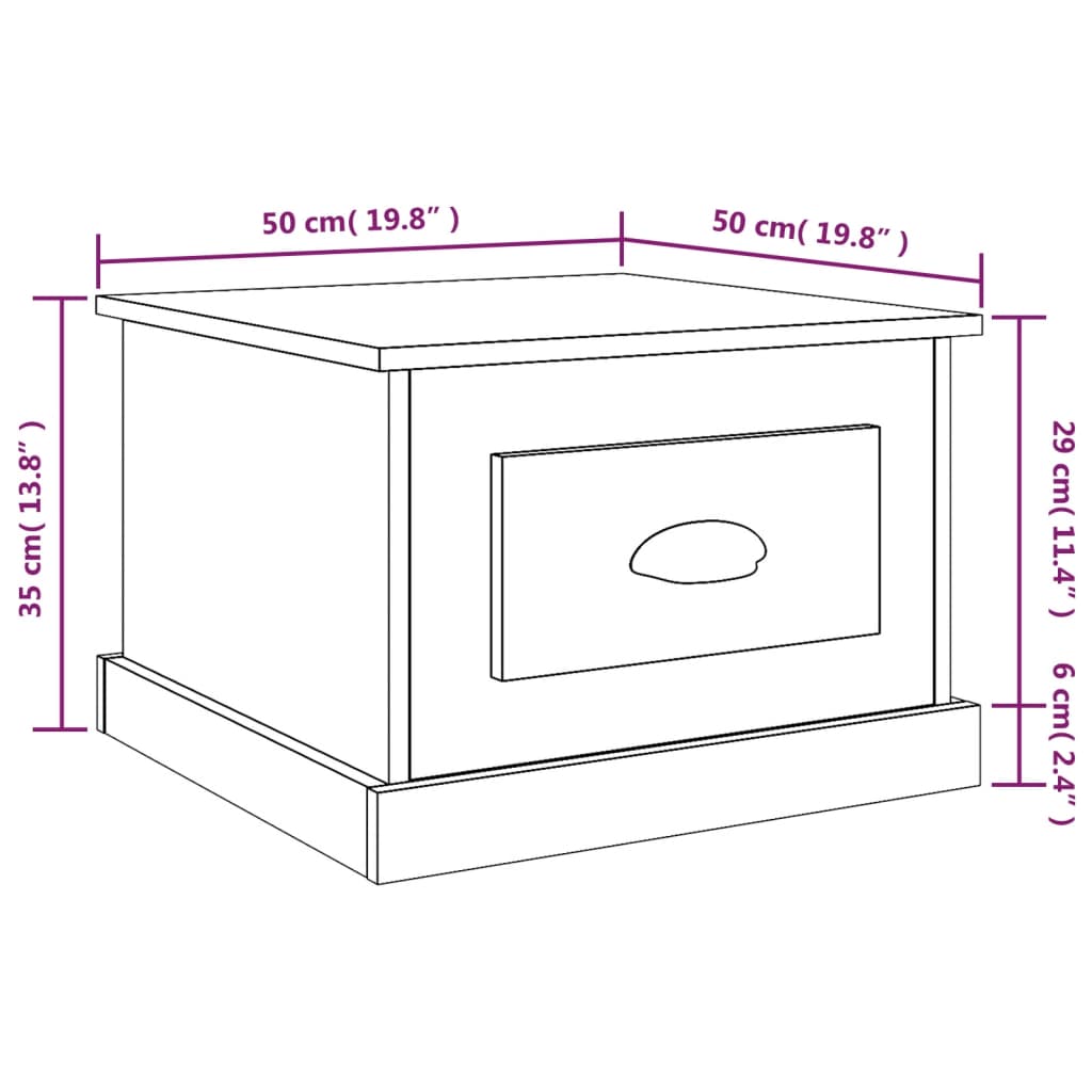 Coffee Table Smoked Oak 50x50x35 cm Engineered Wood