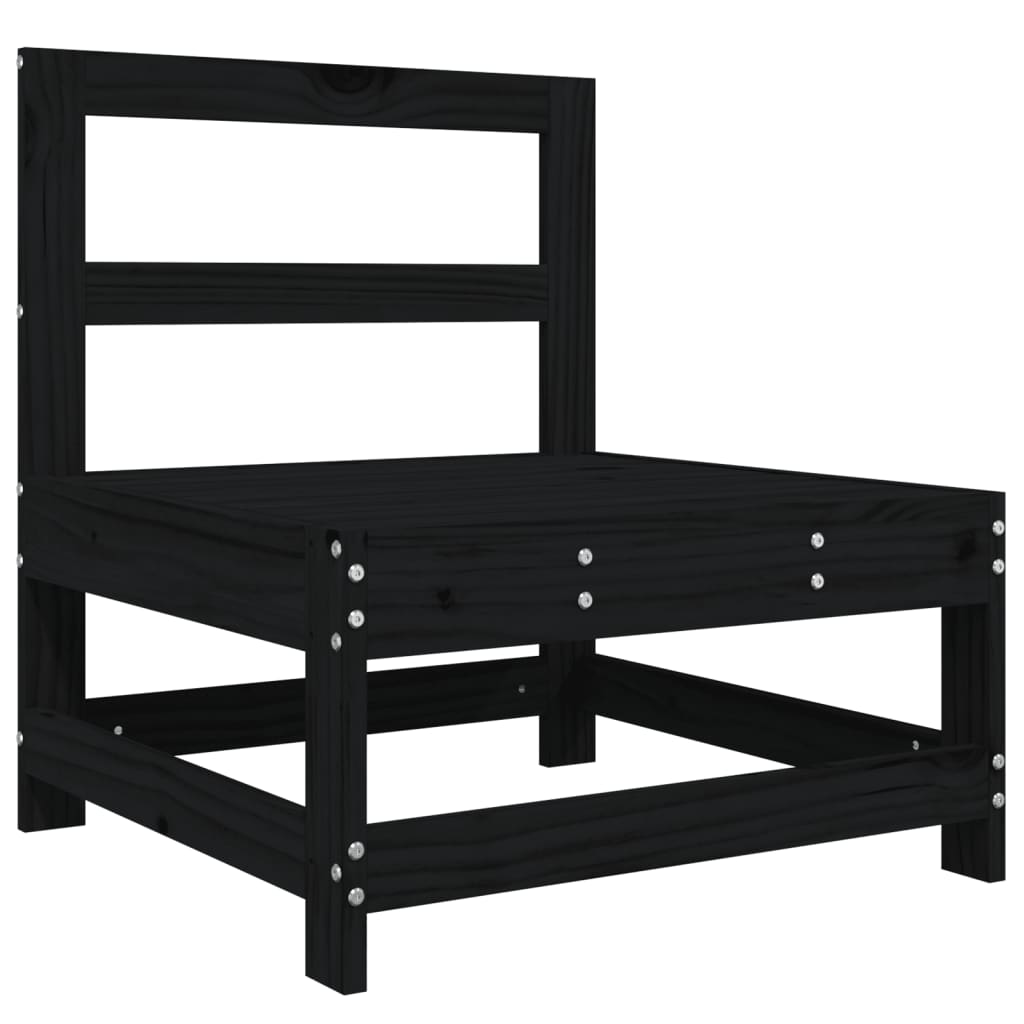 3 Piece Garden Lounge Set Black Solid Wood Pine