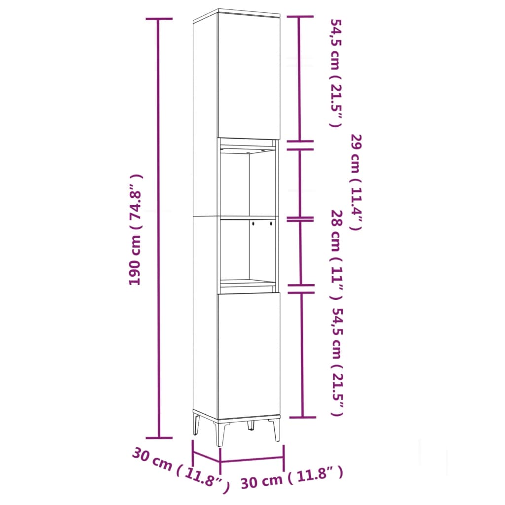 3 Piece Bathroom Cabinet Set Smoked Oak Engineered Wood