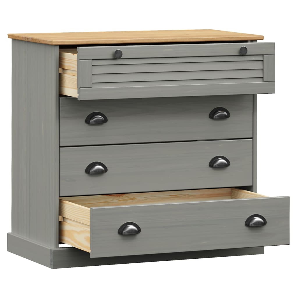 Chest of Drawers VIGO Grey 80x40x76 cm Solid Wood Pine