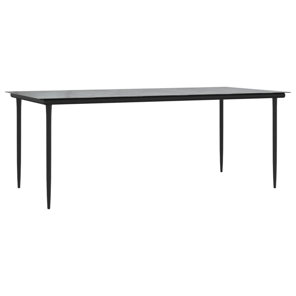7 Piece Garden Dining Set Black Textilene and Steel
