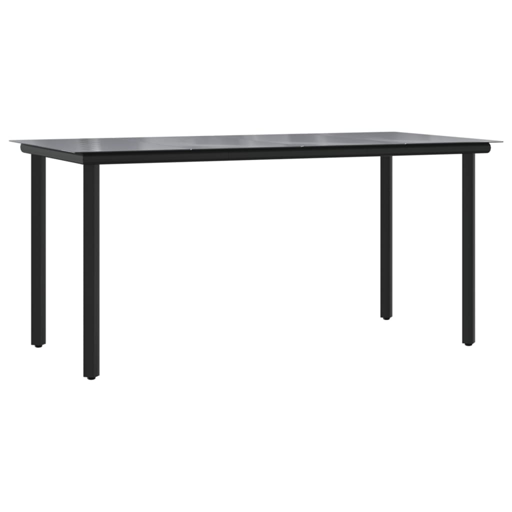 7 Piece Garden Dining Set Black Textilene and Steel