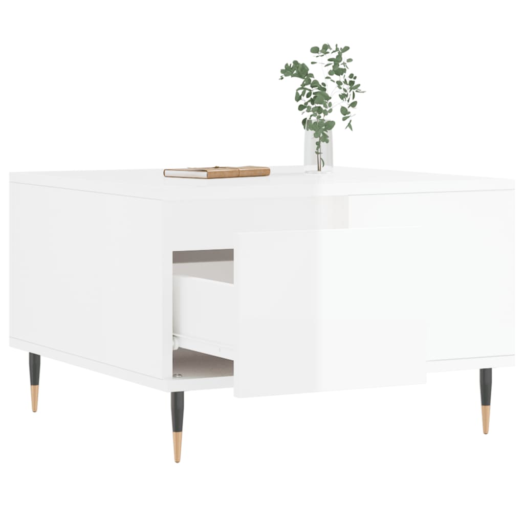 Coffee Table High Gloss White 55x55x36.5 cm Engineered Wood