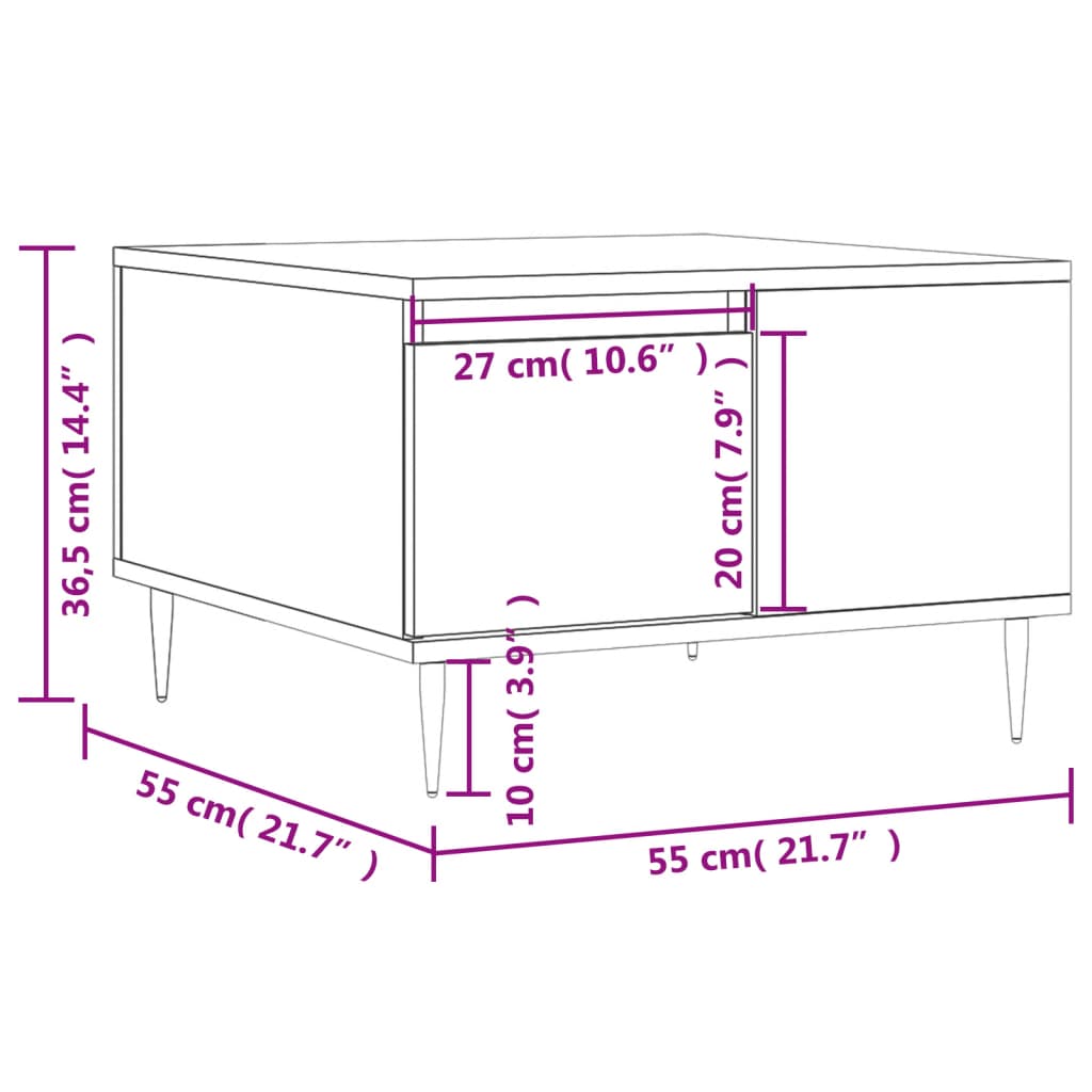 Coffee Table High Gloss White 55x55x36.5 cm Engineered Wood
