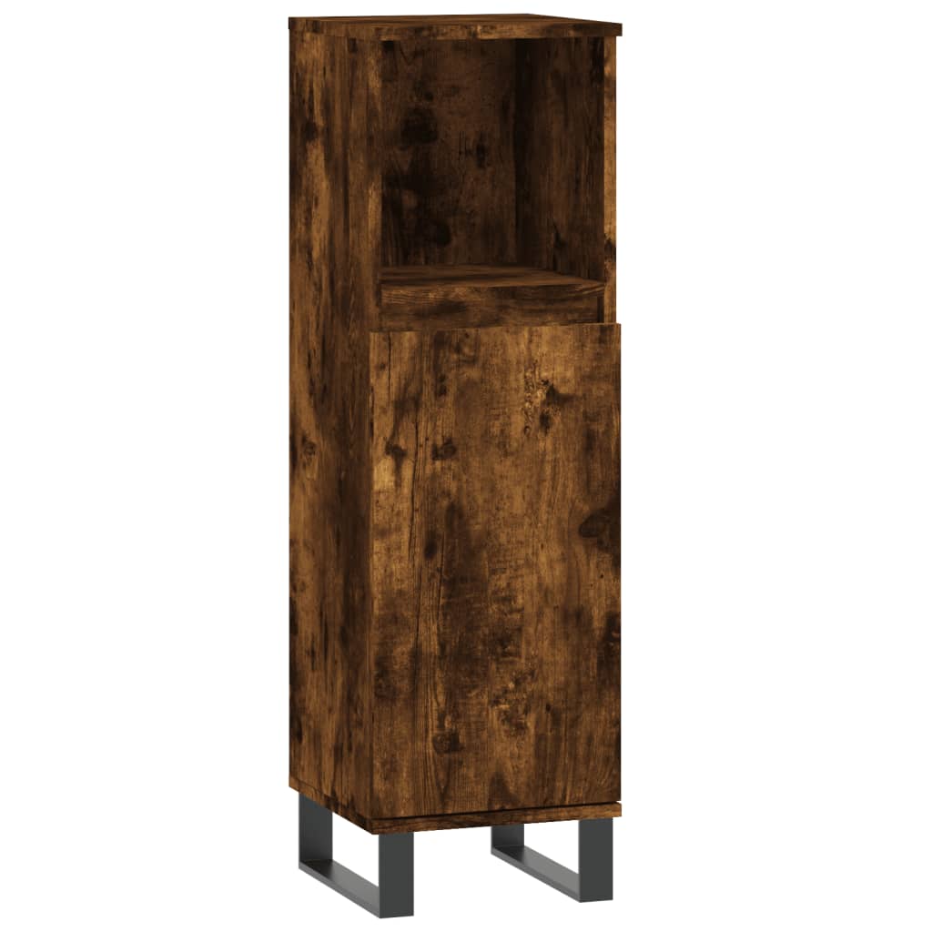 3 Piece Bathroom Cabinet Set Smoked Oak Engineered Wood