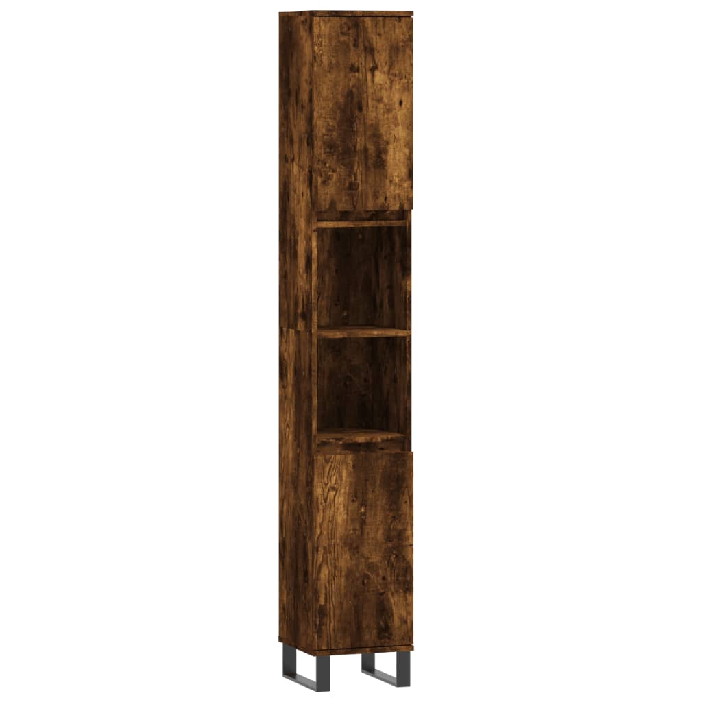 3 Piece Bathroom Cabinet Set Smoked Oak Engineered Wood