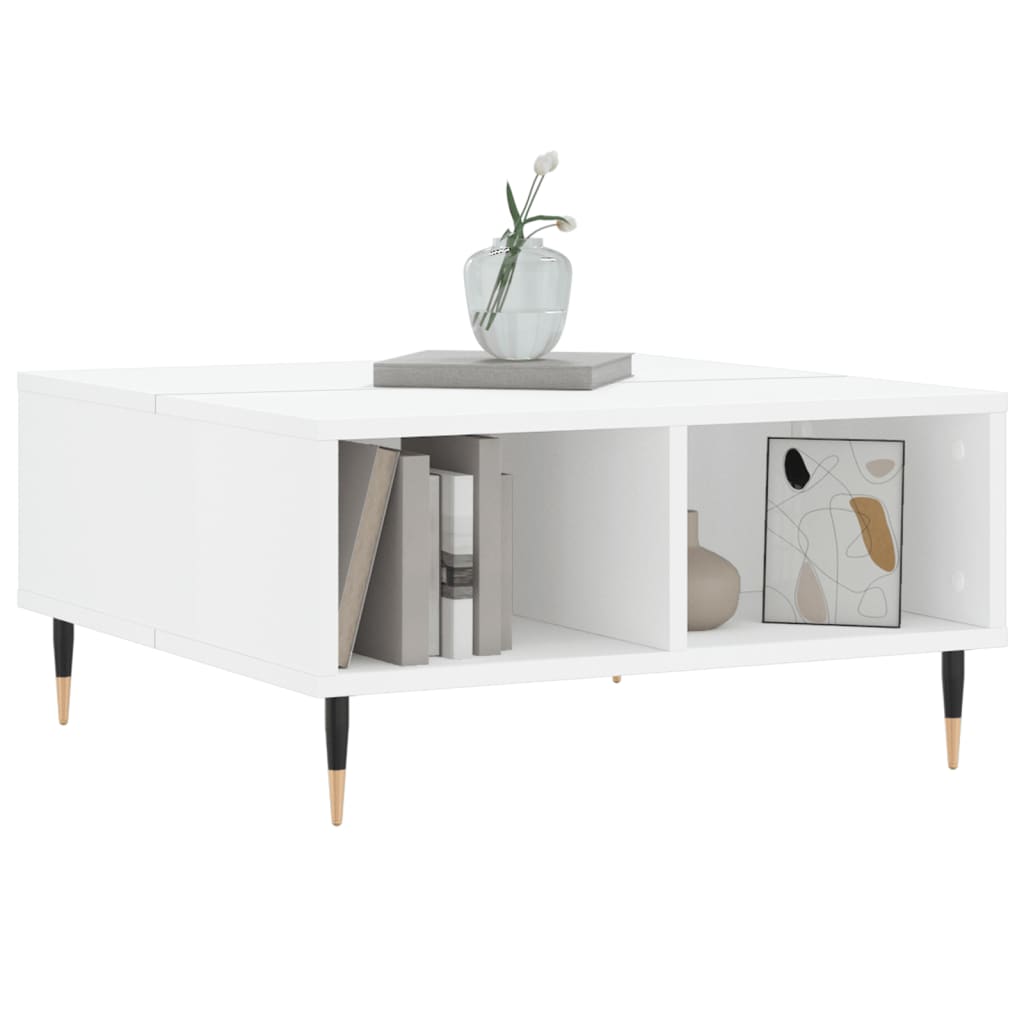 Coffee Table High Gloss White 60x60x30 cm Engineered Wood