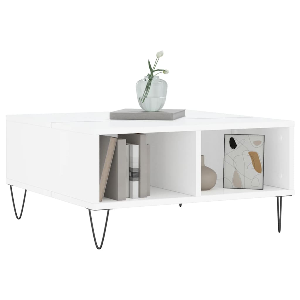 Coffee Table High Gloss White 60x60x30 cm Engineered Wood