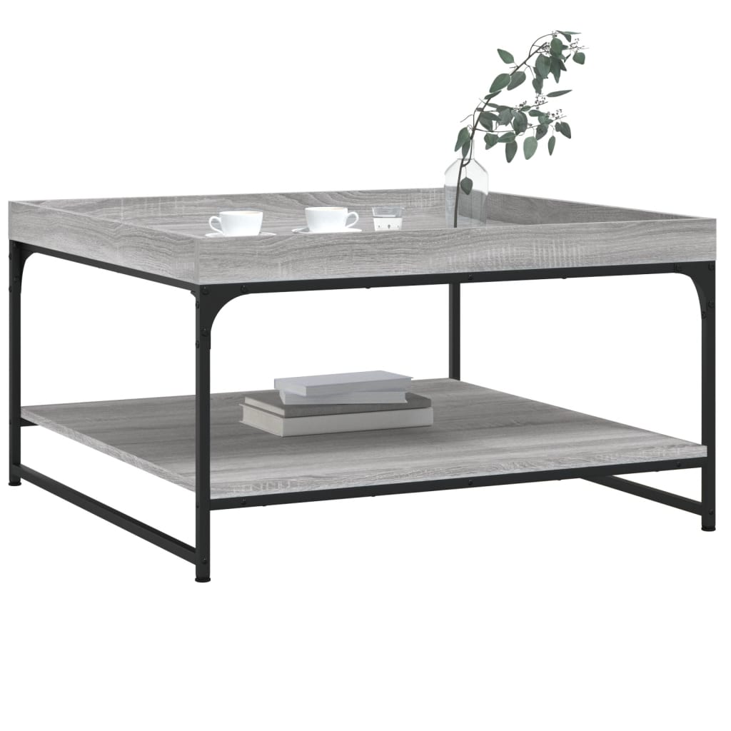 Coffee Table Grey Sonoma 80x80x45 cm Engineered Wood and Iron