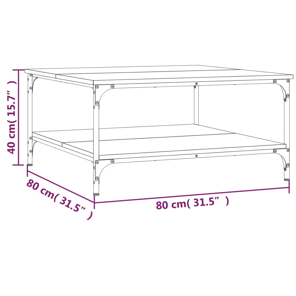 Coffee Table Grey Sonoma 80x80x40 cm Engineered Wood