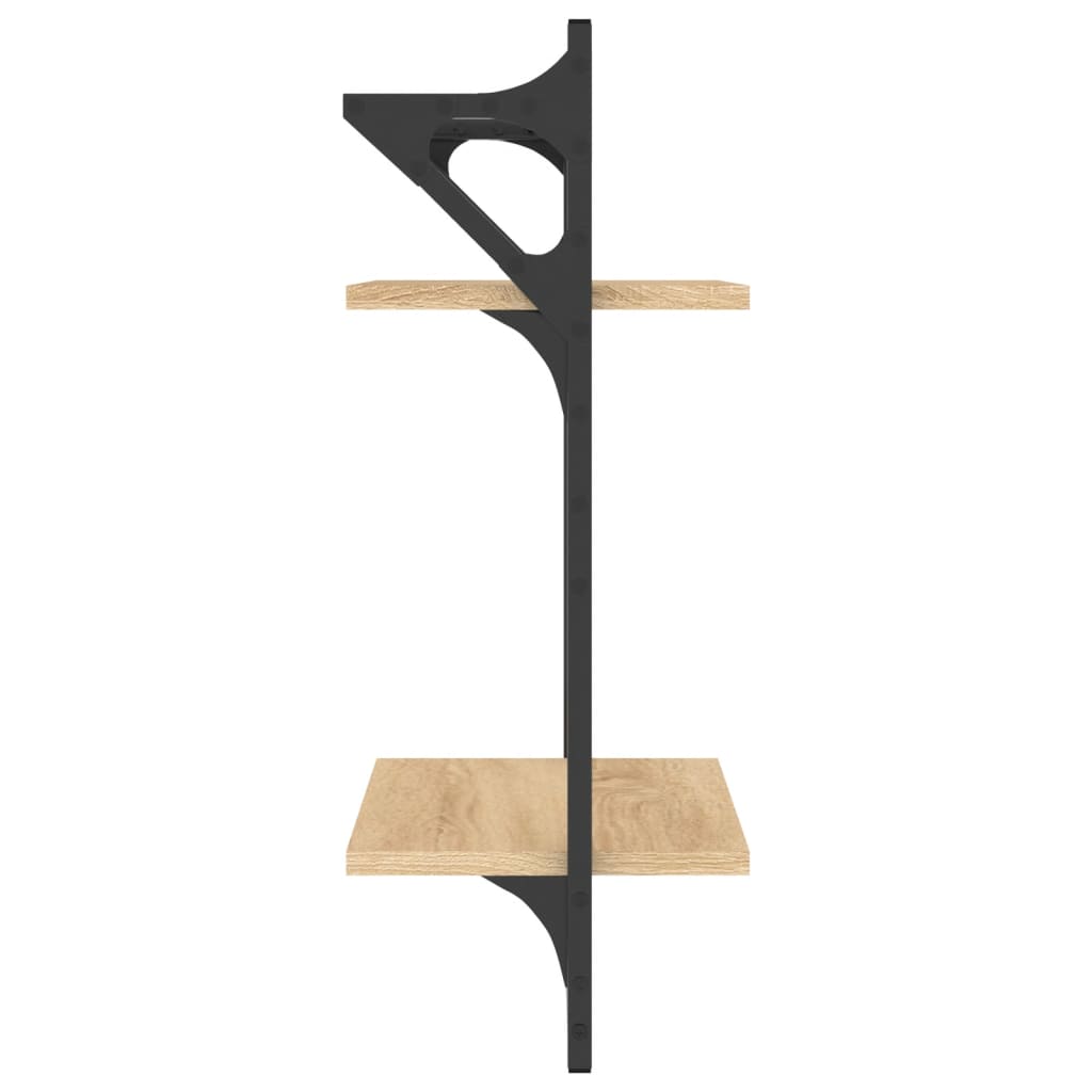 2-Tier Wall Shelves with Bars 2 pcs Sonoma Oak 30x25x65 cm