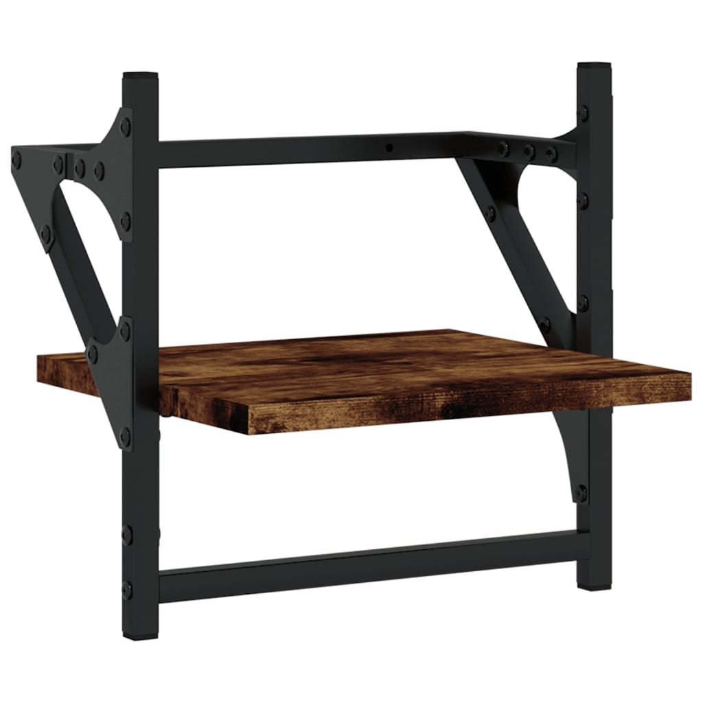 6 Piece Wall Shelf Set with Bars Smoked Oak Engineered Wood