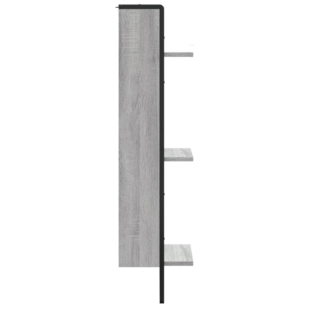 3-Tier Wall Shelf Grey Sonoma 30x25x100 cm Engineered Wood