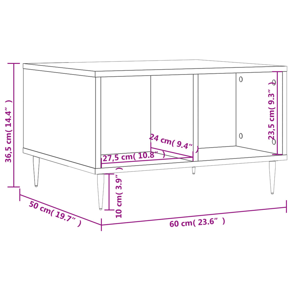 Coffee Table High Gloss White 60x50x36.5 cm Engineered Wood