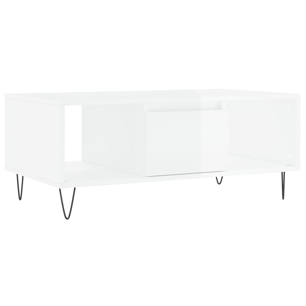 Coffee Table High Gloss White 90x50x36.5 cm Engineered Wood