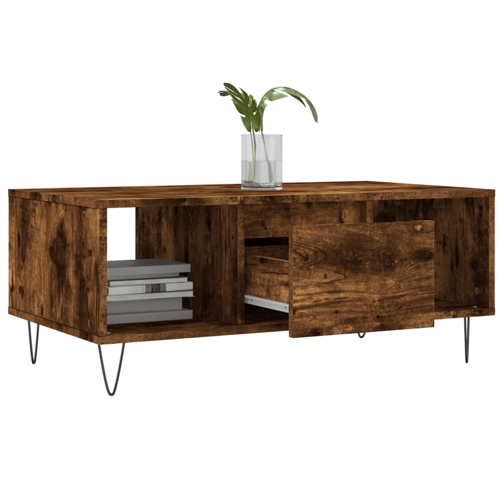 Coffee Table Smoked Oak 90x50x36.5 cm Engineered Wood