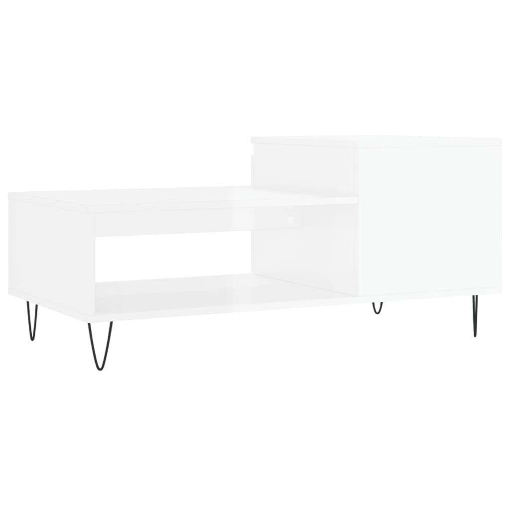 Coffee Table High Gloss White 100x50x45 cm Engineered Wood