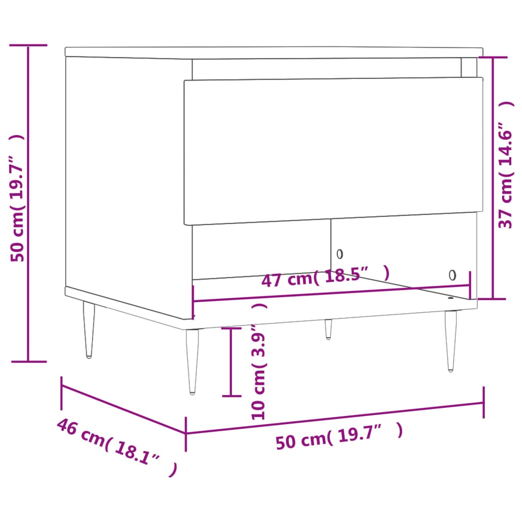 Coffee Table High Gloss White 50x46x50 cm Engineered Wood