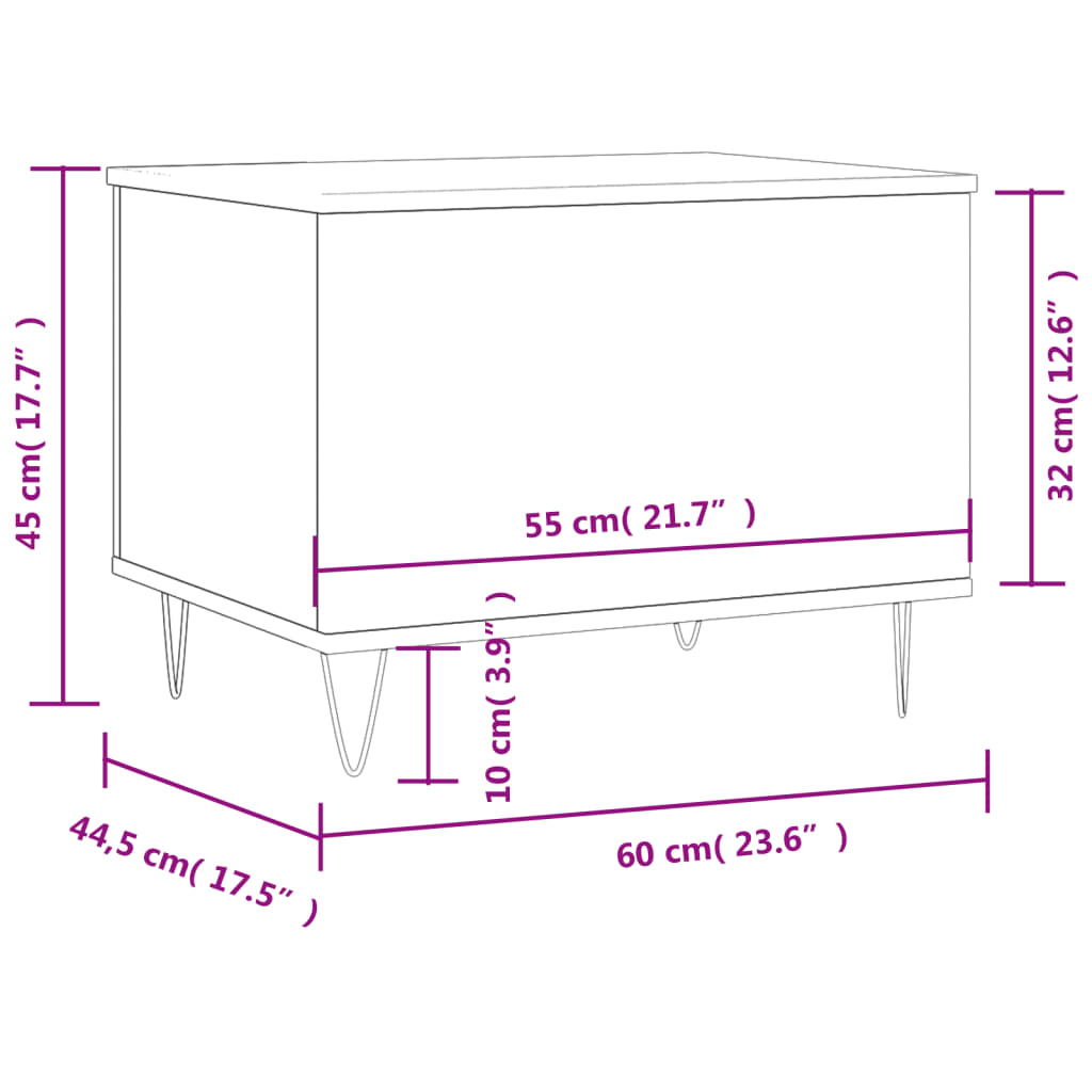 Coffee Table Smoked Oak 60x44.5x45 cm Engineered Wood