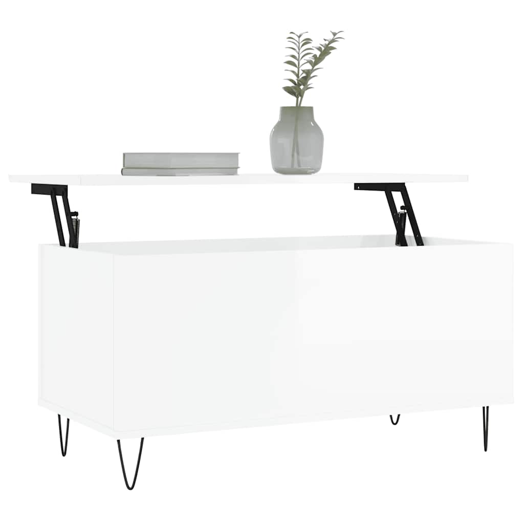 Coffee Table High Gloss White 90x44.5x45 cm Engineered Wood