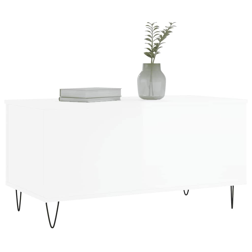 Coffee Table High Gloss White 90x44.5x45 cm Engineered Wood
