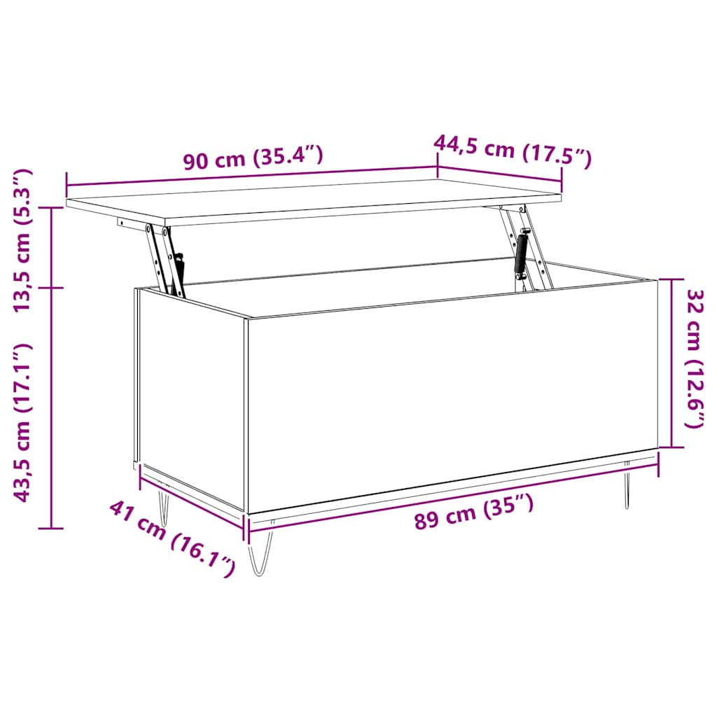 Coffee Table High Gloss White 90x44.5x45 cm Engineered Wood