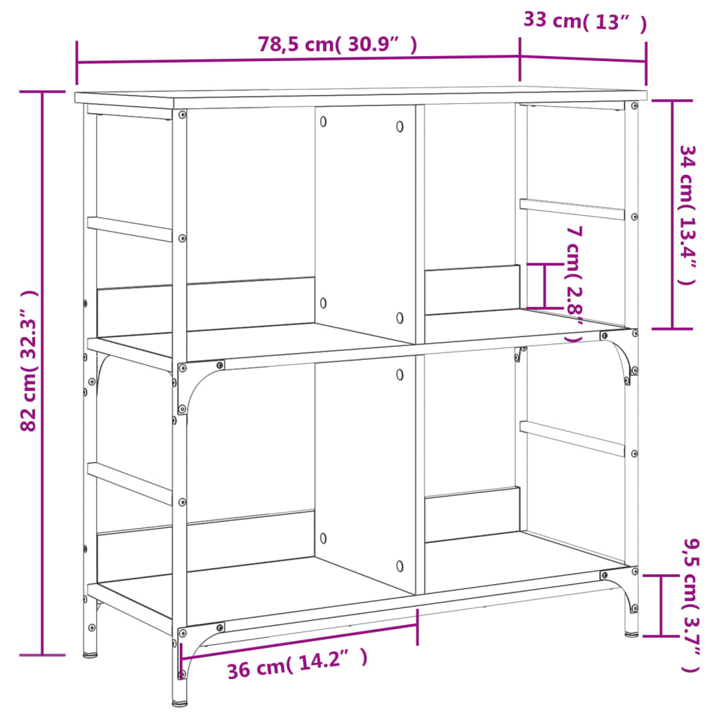 Bookshelf Sonoma Oak 78.5x33x82 cm Engineered Wood