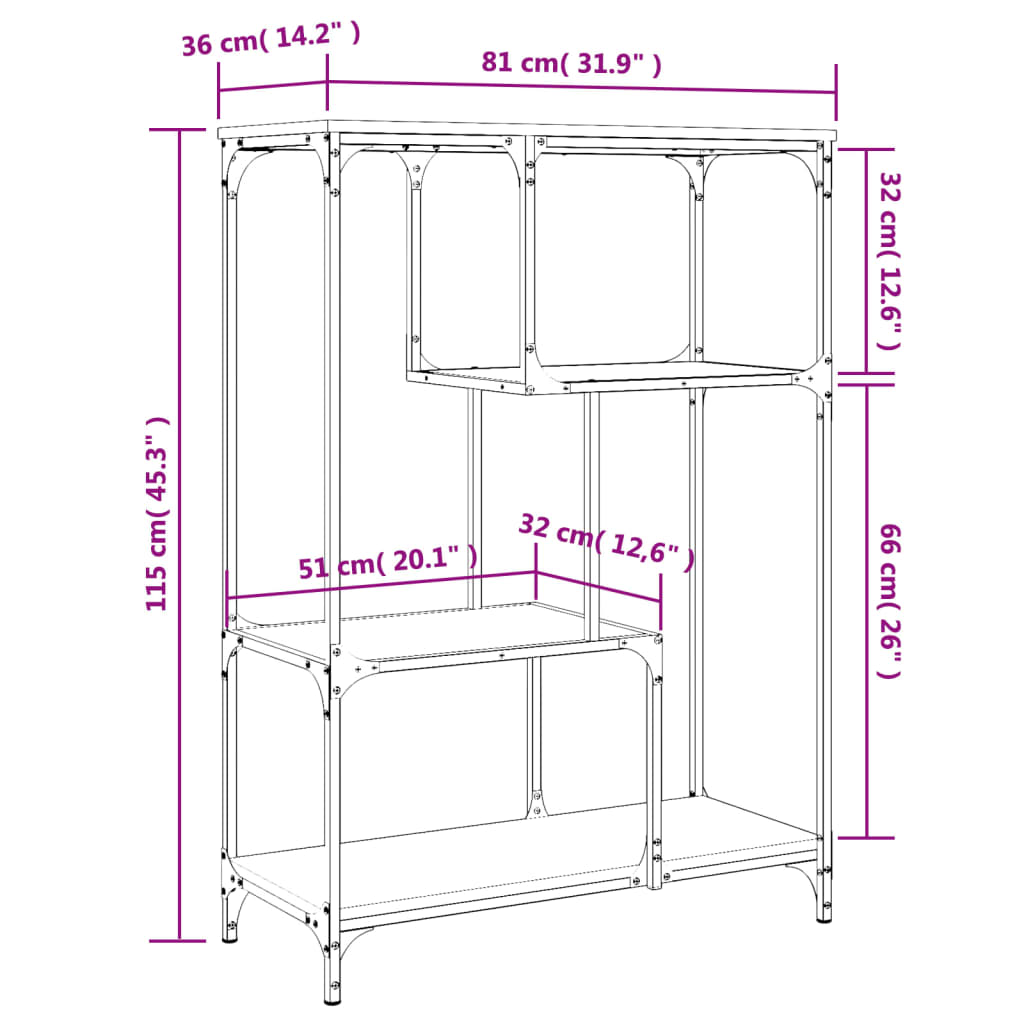 Bookshelf Black 81x36x115 cm Engineered Wood and Steel