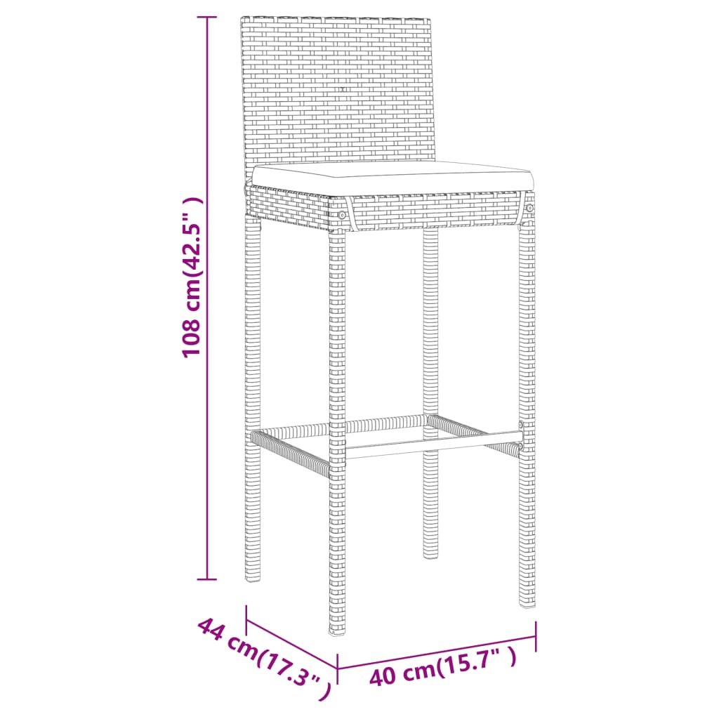 7 Piece Garden Bar Set with Cushions Grey Poly Rattan
